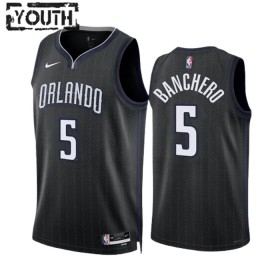 Camiseta Niños NBA Orlando Magic Paolo Banchero 5 2022-23 Nike City Edition Negro Swingman